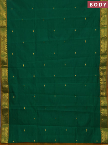 Green & Mustard Yellow Semi Silk Cotton Saree - Buttas