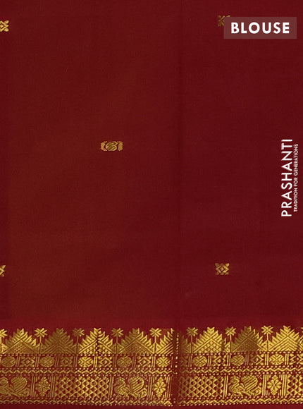 Mustard Yellow & Maroon Semi Silk Cotton Saree - Buttas