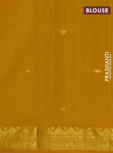 Magenta Pink & Mustard Yellow Semi Silk Cotton Saree - Buttas