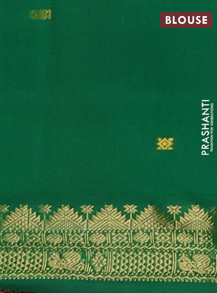 Red & Green Semi Silk Cotton Saree - Buttas