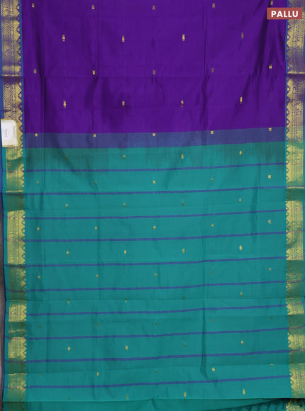 Purple & Green Semi Silk Cotton Saree - Buttas