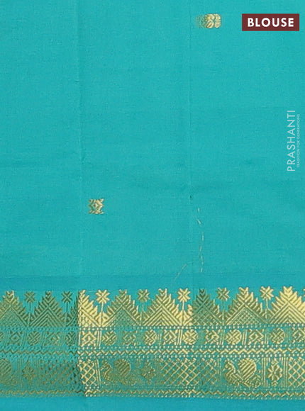 Purple & Green Semi Silk Cotton Saree - Buttas