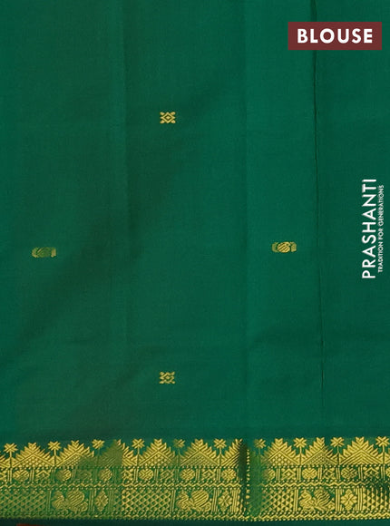 Orange & Green Semi Silk Cotton Saree - Buttas