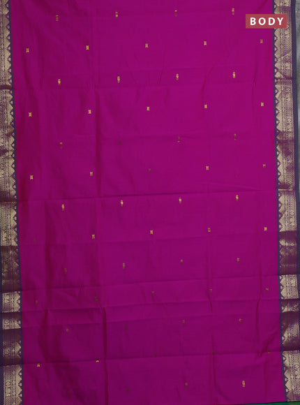 Pink & Green Semi Silk Cotton Saree - Buttas