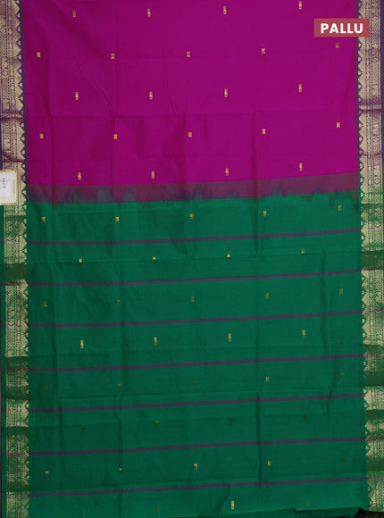 Pink & Green Semi Silk Cotton Saree - Buttas