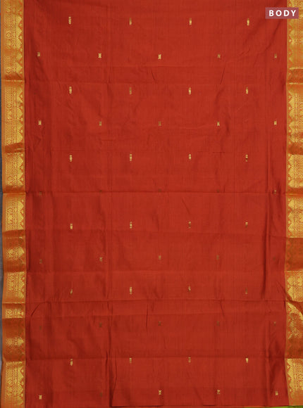 Orange & Green Semi Silk Cotton Saree - Buttas