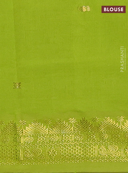 Orange & Green Semi Silk Cotton Saree - Buttas