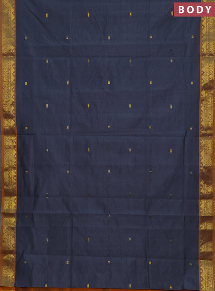 Grey & Mustard Yellow Semi Silk Cotton Saree - Buttas