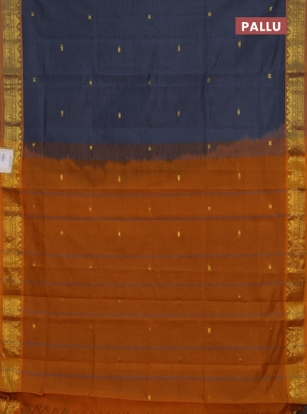 Grey & Mustard Yellow Semi Silk Cotton Saree - Buttas