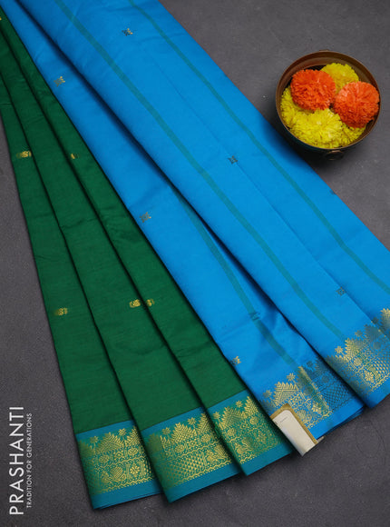 Green & Cs Blue Semi Silk Cotton Saree - Buttas