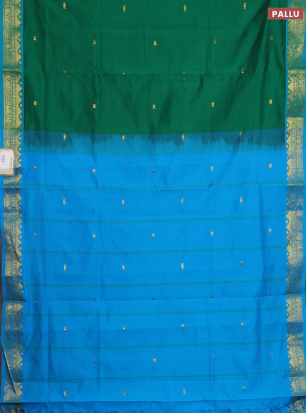 Green & Cs Blue Semi Silk Cotton Saree - Buttas