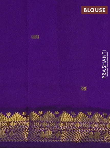 Pista Green & Purple Semi Silk Cotton Saree - Buttas