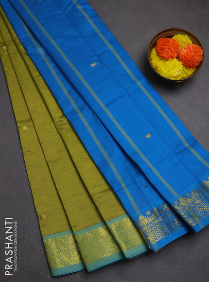 Green & Cs Blue Semi Silk Cotton Saree - Buttas
