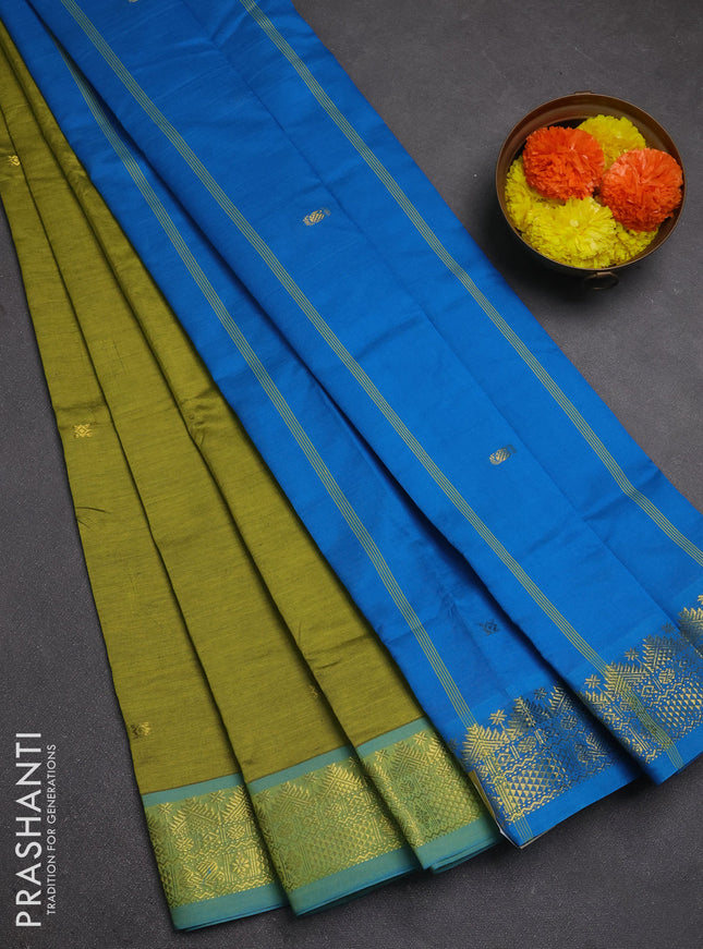 Green & Cs Blue Semi Silk Cotton Saree - Buttas