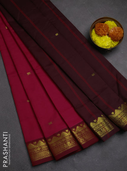Pink & Maroon Semi Silk Cotton Saree - Buttas