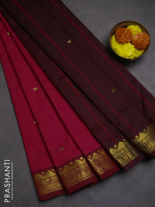 Pink & Maroon Semi Silk Cotton Saree - Buttas