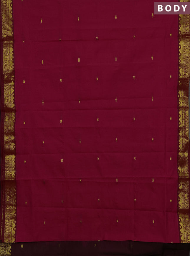 Pink & Maroon Semi Silk Cotton Saree - Buttas