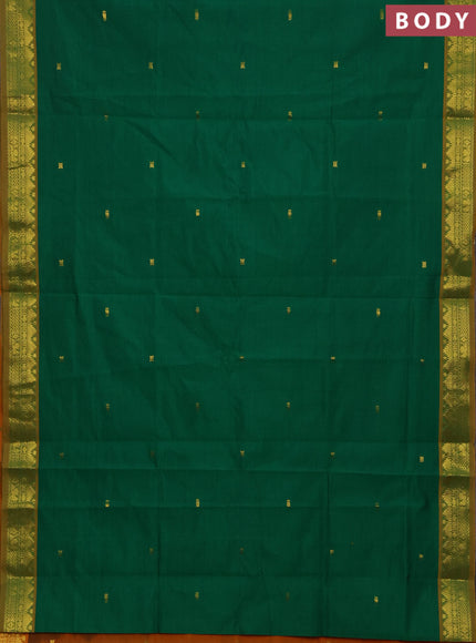 Green & Mustard Yellow Semi Silk Cotton Saree - Buttas