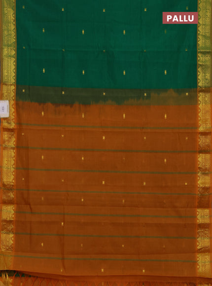 Green & Mustard Yellow Semi Silk Cotton Saree - Buttas