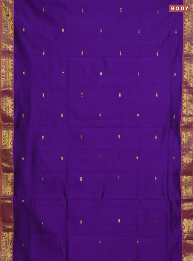 Purple & Mustard Yellow Semi Silk Cotton Saree - Buttas