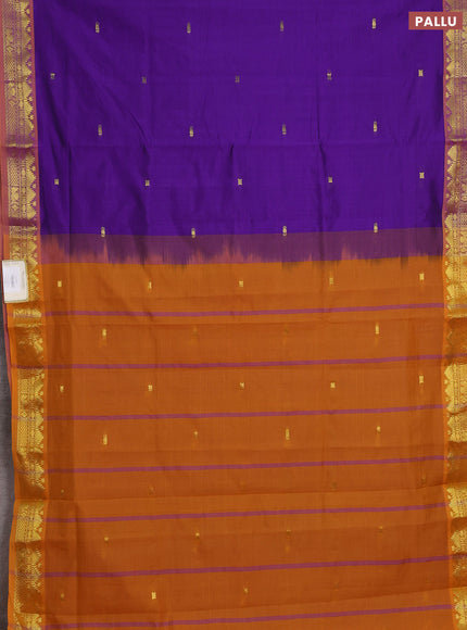 Purple & Mustard Yellow Semi Silk Cotton Saree - Buttas