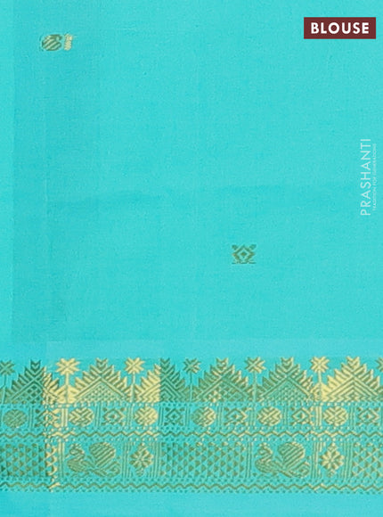 Maroon & Teal Green Semi Silk Cotton Saree - Buttas