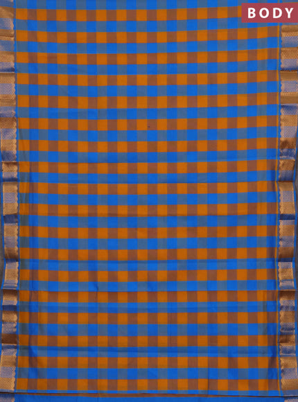 Cs Blue & Mustard Yellow Semi Silk Cotton Saree - Paalum Pazhamum Checks
