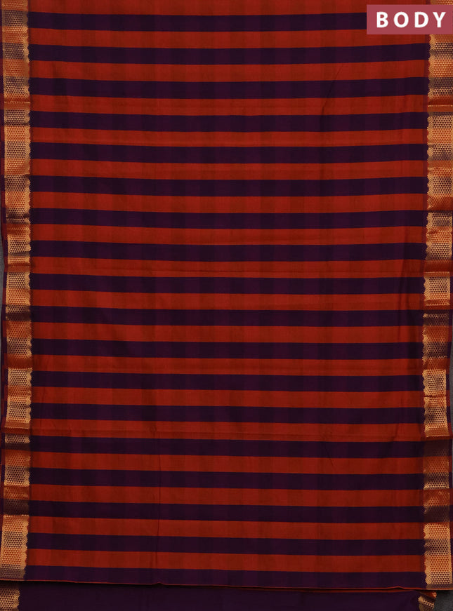 Orange & Purple Semi Silk Cotton Saree - Paalum Pazhamum Checks