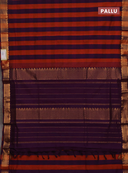 Orange & Purple Semi Silk Cotton Saree - Paalum Pazhamum Checks