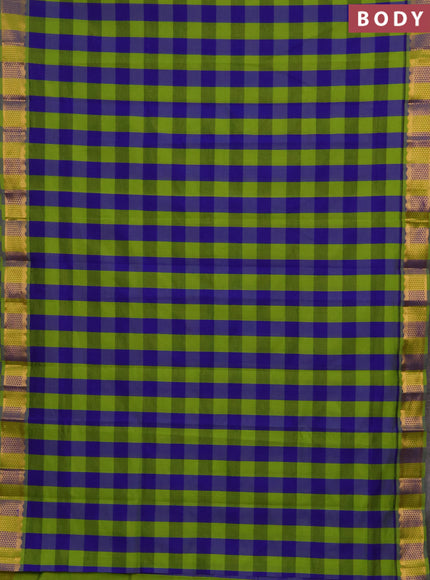 Green & Blue Semi Silk Cotton Saree - Paalum Pazhamum Checks
