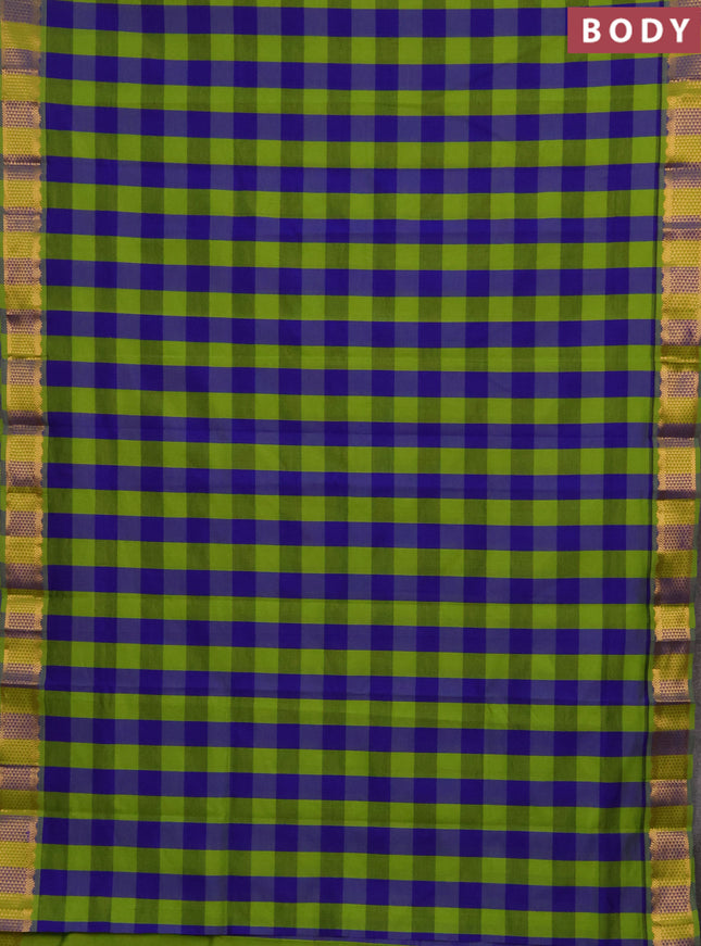 Green & Blue Semi Silk Cotton Saree - Paalum Pazhamum Checks