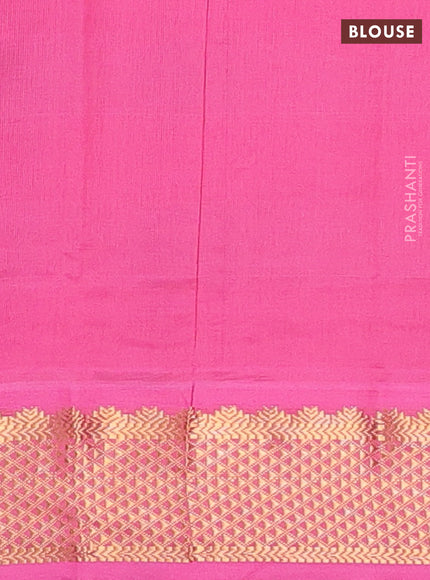 Blue & Pink Semi Silk Cotton Saree - Paalum Pazhamum Checks