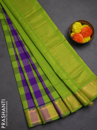 Green & Purple Semi Silk Cotton Saree - Paalum Pazhamum Checks