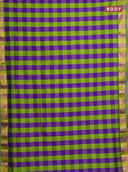 Green & Purple Semi Silk Cotton Saree - Paalum Pazhamum Checks