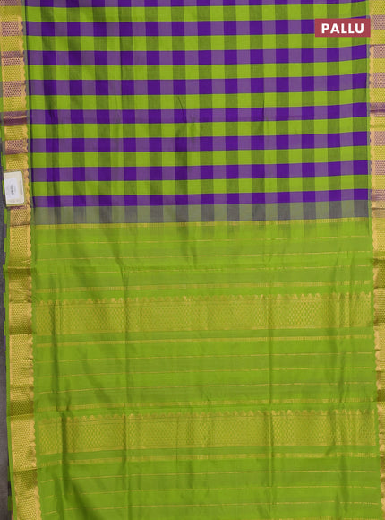 Green & Purple Semi Silk Cotton Saree - Paalum Pazhamum Checks