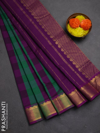 Purple & Green Semi Silk Cotton Saree - Paalum Pazhamum Checks