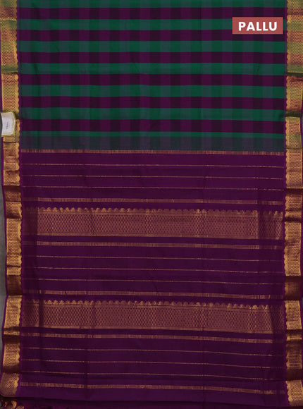 Purple & Green Semi Silk Cotton Saree - Paalum Pazhamum Checks