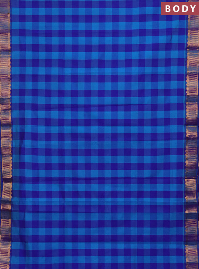 Cs Blue & Blue Semi Silk Cotton Saree - Paalum Pazhamum Checks