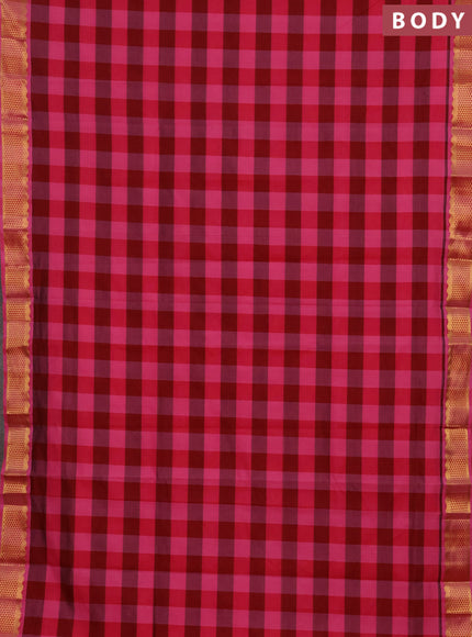 Pink & Maroon Semi Silk Cotton Saree - Paalum Pazhamum Checks
