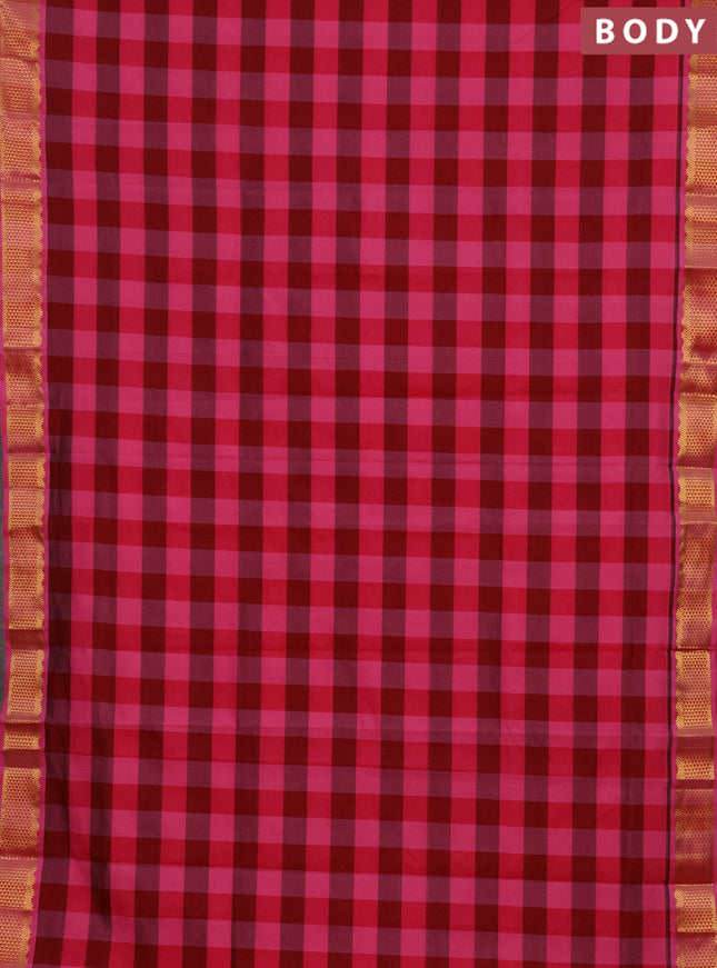 Pink & Maroon Semi Silk Cotton Saree - Paalum Pazhamum Checks