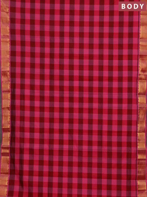 Pink & Maroon Semi Silk Cotton Saree - Paalum Pazhamum Checks