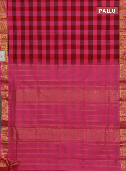 Pink & Maroon Semi Silk Cotton Saree - Paalum Pazhamum Checks