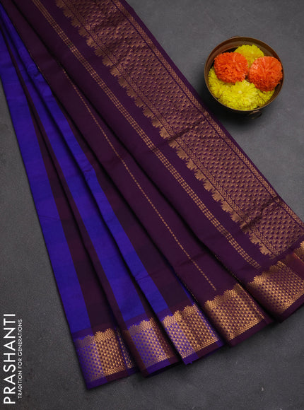 Wine & Violet Semi Silk Cotton Saree - Paalum Pazhamum Checks