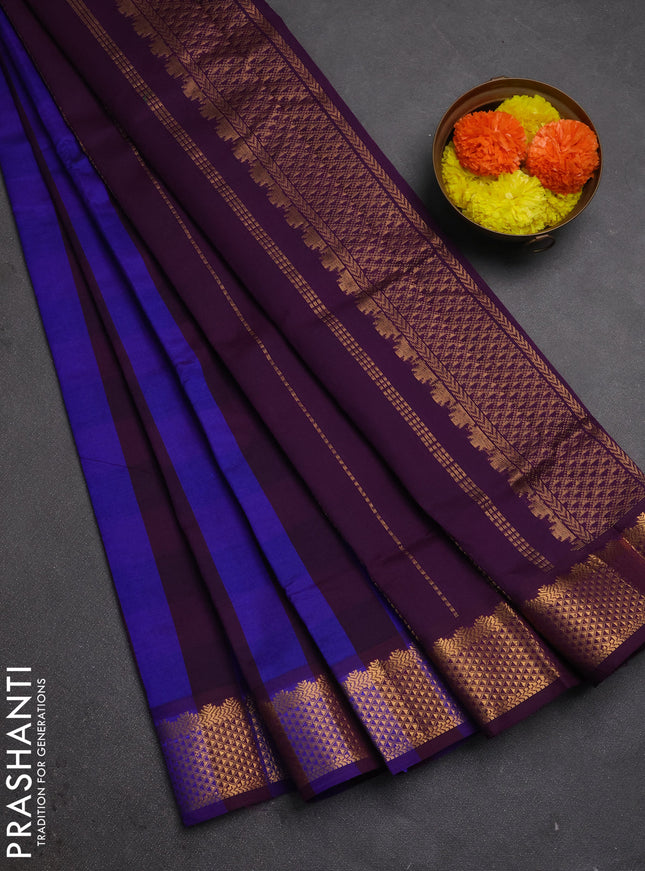 Wine & Violet Semi Silk Cotton Saree - Paalum Pazhamum Checks