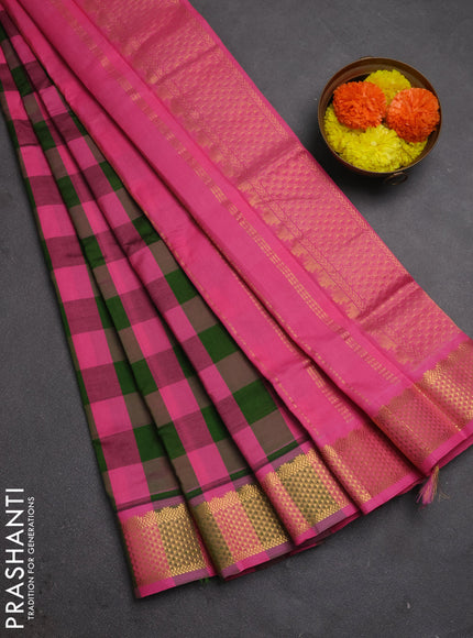 Pink & Green Semi Silk Cotton Saree - Paalum Pazhamum Checks