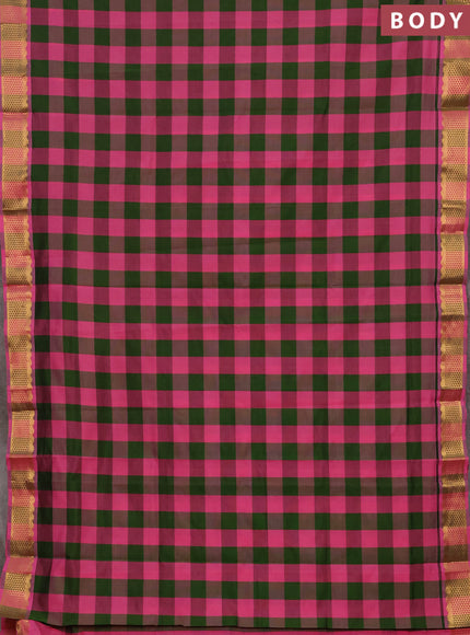 Pink & Green Semi Silk Cotton Saree - Paalum Pazhamum Checks