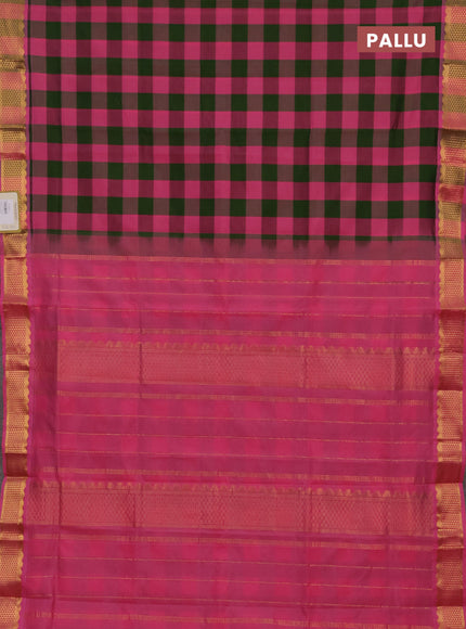 Pink & Green Semi Silk Cotton Saree - Paalum Pazhamum Checks