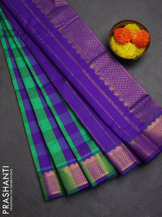 Green & Purple Semi Silk Cotton Saree - Paalum Pazhamum Checks