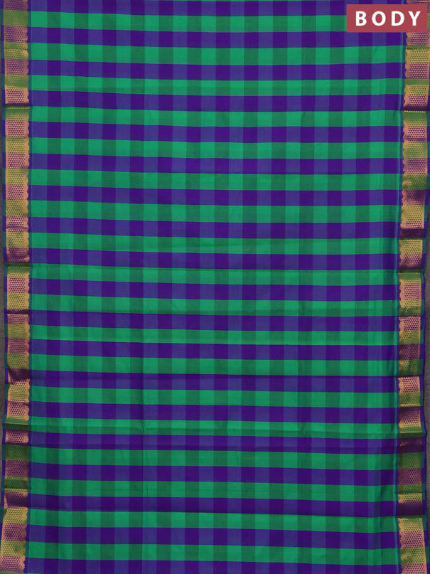 Green & Purple Semi Silk Cotton Saree - Paalum Pazhamum Checks