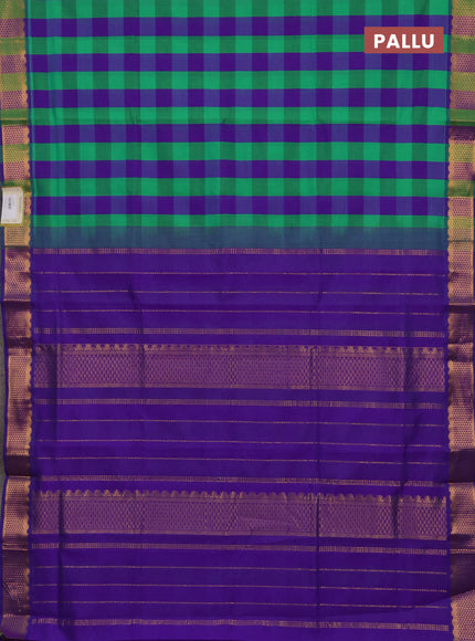 Green & Purple Semi Silk Cotton Saree - Paalum Pazhamum Checks